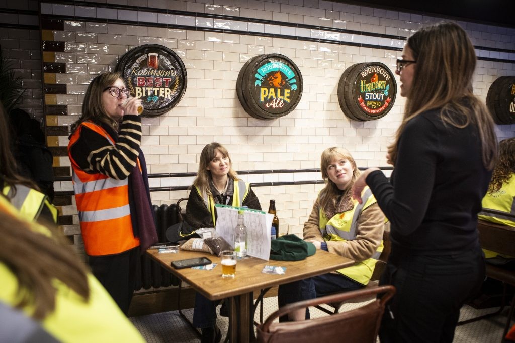 Quality Assurance Manager Sarah Bearne, discussing beer flavour profiles