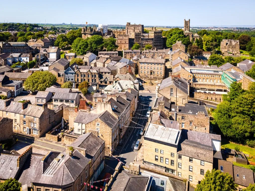 A view of Lancaster, a city on river Lune in northwest England, UK