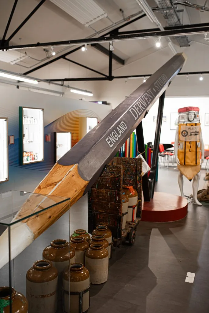 Derwent Pencil Museum, Keswick, United Kingdom - October 1 2023: This museum achieve the Guinness World Record for the largest colour pencil measuring almost 8 metres.