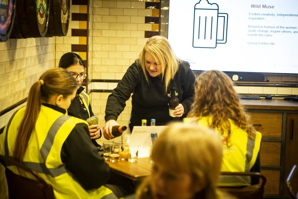Project Brewer Natalie Reddy, sampling beers to discuss flavour profiles