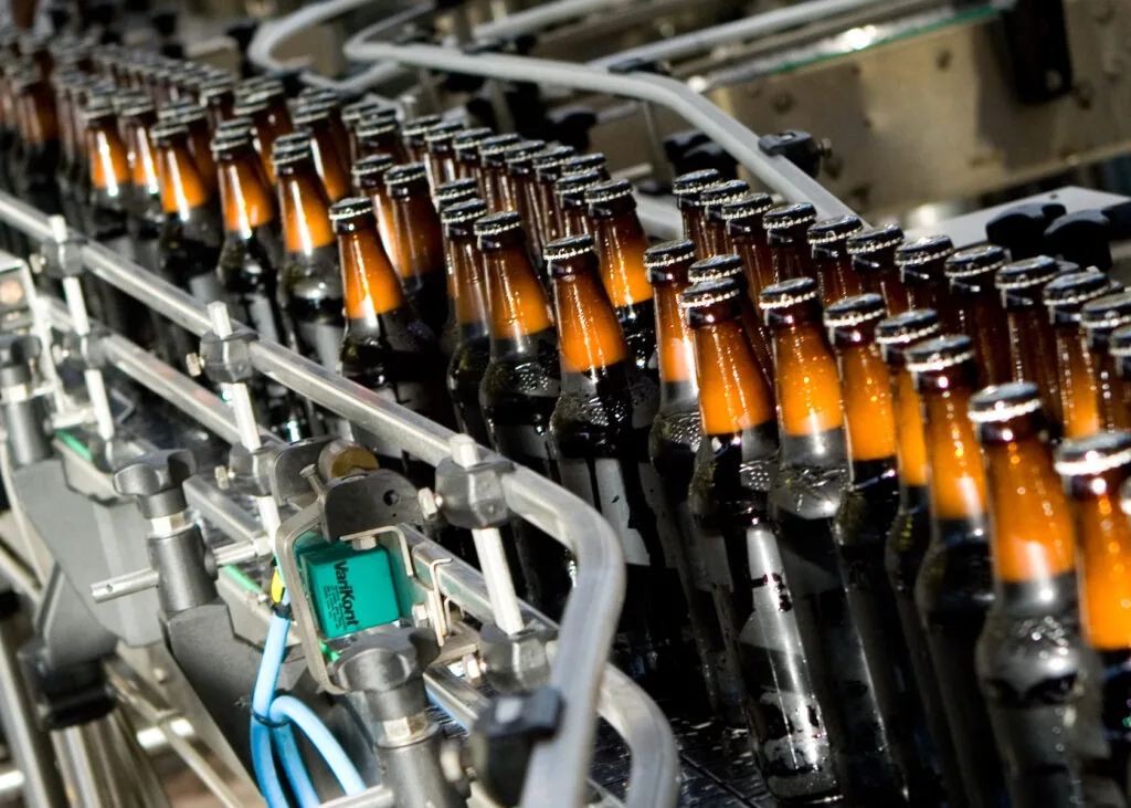 Bottles on a production line