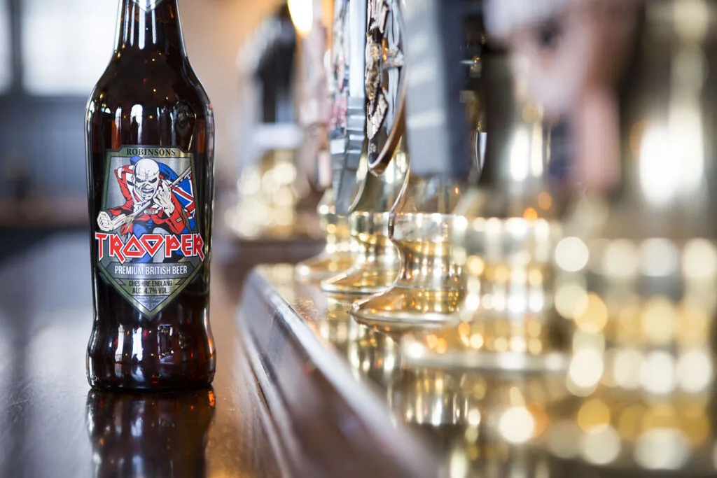 Bottle of Trooper on a bar