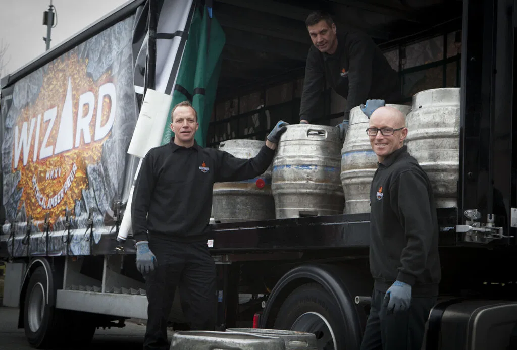Unloading kegs from a truck