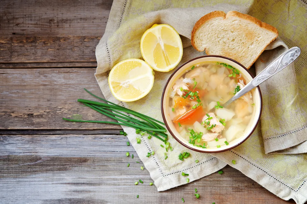Ginger Tom seafood chowder with unicorn crusted bread